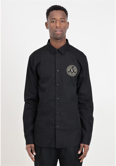 Black V-Emblem logo men's shirt VERSACE JEANS COUTURE | 76GALYS2CN002G89